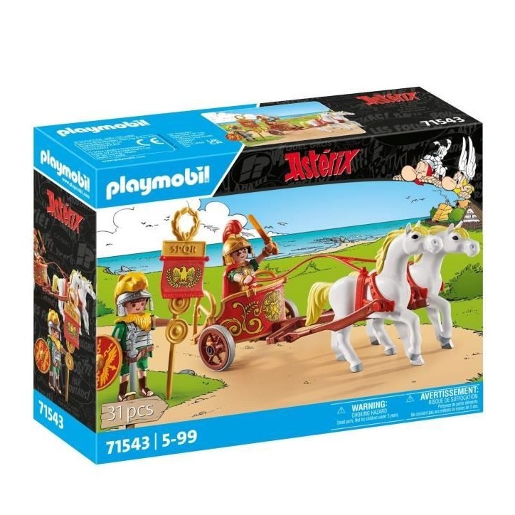 PLAYMOBIL 71543 Char romain et chevaux, Astérix, Personnage de la BD, Avec 2 personnages dont Brutus, 31 pieces, Des 5 ans PLAYMOBIL 71543 Char romain et chevaux, Astérix, Personnage de la BD, Avec 2 personnages dont Brutus, 31 pieces, Des 5 ans