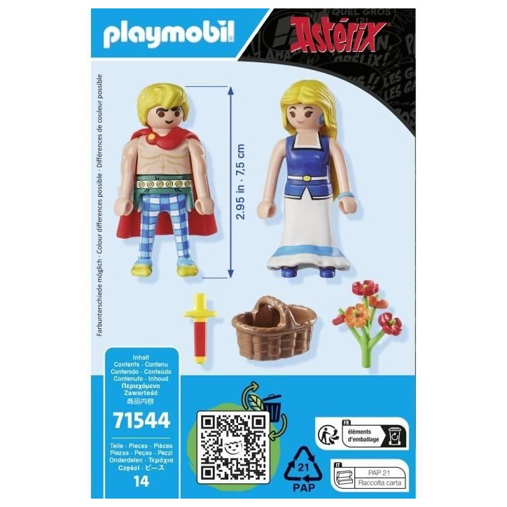 PLAYMOBIL 71544 Tragicomix et Falbala, Personnages d'Astérix, 14 pieces, Des 5 ans