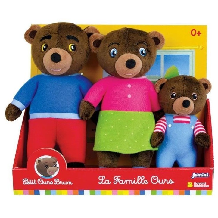 Coffret peluche - PETIT OURS BRUN - JEMINI - Famille : Maman ours, Papa ours et Petit ours brun