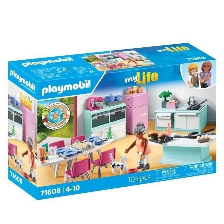 PLAYMOBIL 71608 Cuisine avec ilôt central, My life, Maison d'architecte, 105 pieces, Des 4 ans PLAYMOBIL 71608 Cuisine avec ilôt central, My life, Maison d'architecte, 105 pieces, Des 4 ans