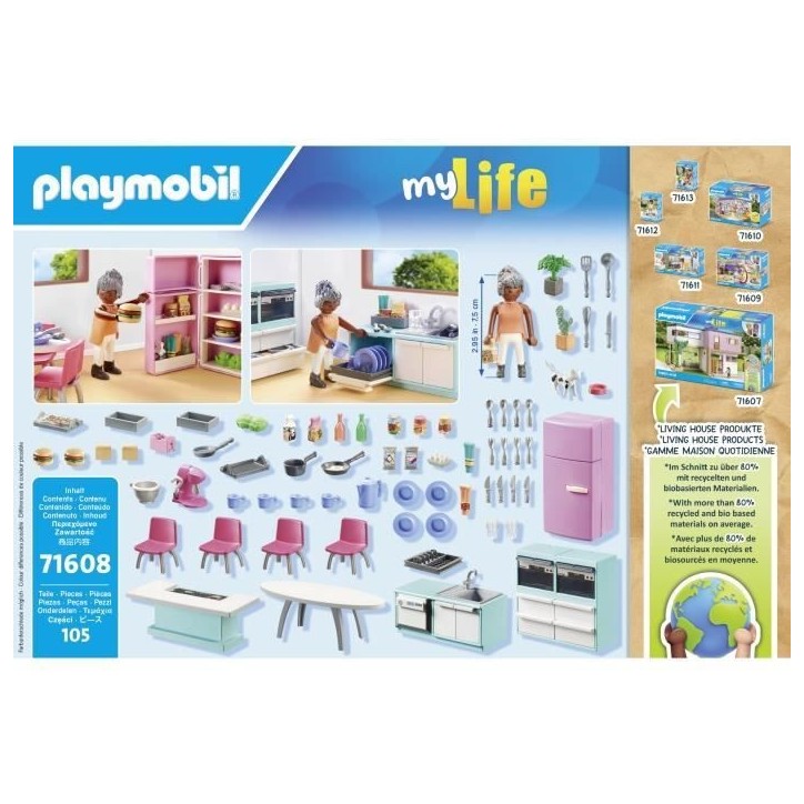 PLAYMOBIL 71608 Cuisine avec ilôt central, My life, Maison d'architecte, 105 pieces, Des 4 ans PLAYMOBIL 71608 Cuisine avec ilôt central, My life, Maison d'architecte, 105 pieces, Des 4 ans