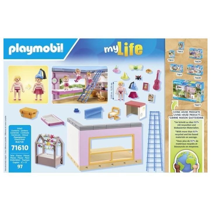 PLAYMOBIL 71610 Chambre d'enfant avec lit cabane, My Life Maison d'architecture, 97 pieces, Des 4 ans PLAYMOBIL 71610 Chambre d'enfant avec lit cabane, My Life Maison d'architecture, 97 pieces, Des 4 ans