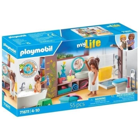 PLAYMOBIL 71611 Salle de bains avec douche et baignoire, My Life, Mais