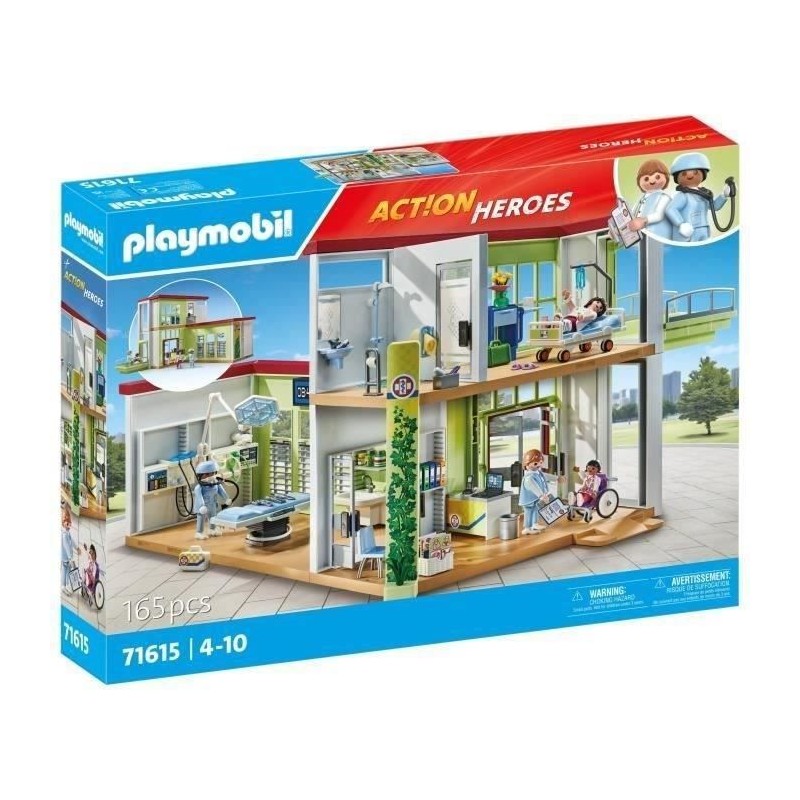 PLAYMOBIL 71615 Hôpital aménagé, Action Heroes, L'hôpital, 165 pie PLAYMOBIL 71615 Hôpital aménagé, Action Heroes, L'hôpital, 165 pie