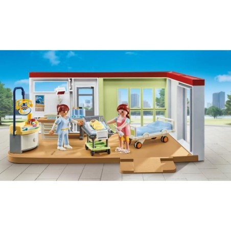 PLAYMOBIL 71616 Chambre de maternité, City Life, L'hôpital, Piece compatible avec l'hôpital moderne (71615), 62 pieces, Des 4