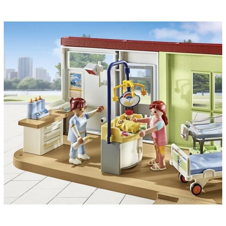 PLAYMOBIL 71616 Chambre de maternité, City Life, L'hôpital, Piece compatible avec l'hôpital moderne (71615), 62 pieces, Des 4 PLAYMOBIL 71616 Chambre de maternité, City Life, L'hôpital, Piece compatible avec l'hôpital moderne (71615), 62 pieces, Des 4