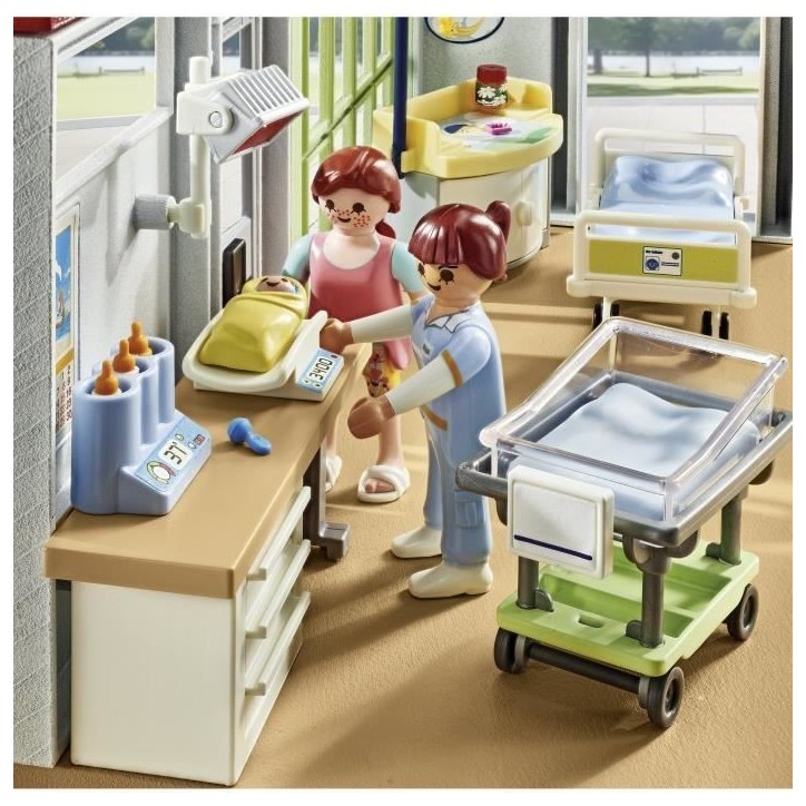 PLAYMOBIL 71616 Chambre de maternité, City Life, L'hôpital, Piece compatible avec l'hôpital moderne (71615), 62 pieces, Des 4 PLAYMOBIL 71616 Chambre de maternité, City Life, L'hôpital, Piece compatible avec l'hôpital moderne (71615), 62 pieces, Des 4