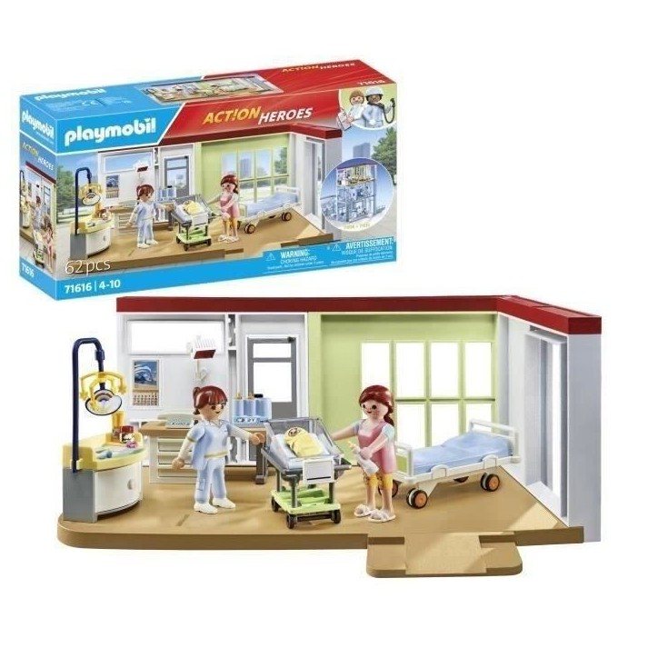 PLAYMOBIL 71616 Chambre de maternité, City Life, L'hôpital, Piece compatible avec l'hôpital moderne (71615), 62 pieces, Des 4 PLAYMOBIL 71616 Chambre de maternité, City Life, L'hôpital, Piece compatible avec l'hôpital moderne (71615), 62 pieces, Des 4