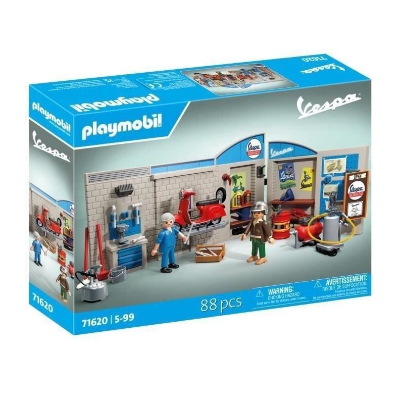 PLAYMOBIL 71620 Vespa Garage, Style rétro, années 60, 88 pieces, Adu PLAYMOBIL 71620 Vespa Garage, Style rétro, années 60, 88 pieces, Adu