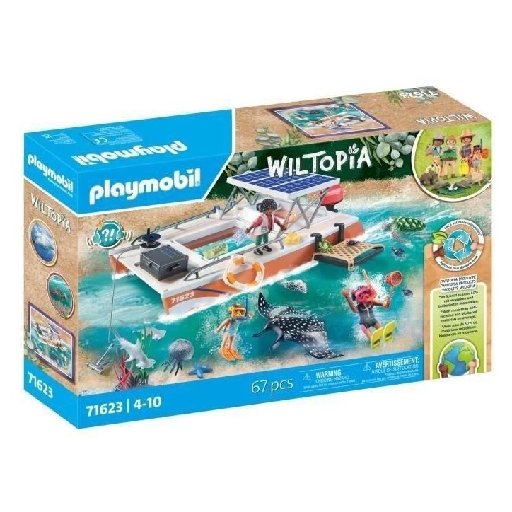 PLAYMOBIL 71623 Bateau de surveillance des récifs coralliens, 67 pieces, Des 4 ans