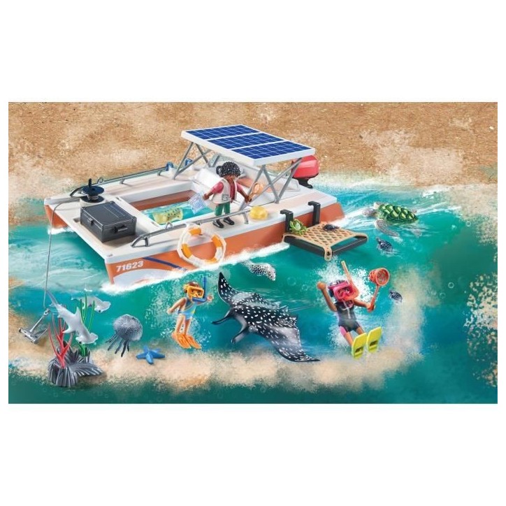 PLAYMOBIL 71623 Bateau de surveillance des récifs coralliens, 67 pieces, Des 4 ans