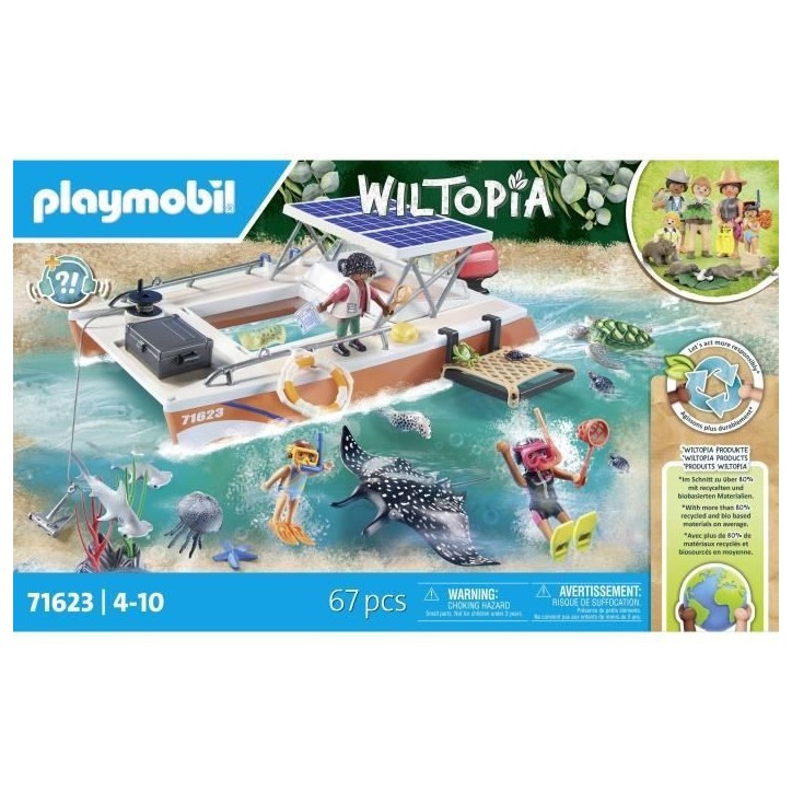 PLAYMOBIL 71623 Bateau de surveillance des récifs coralliens, 67 pieces, Des 4 ans