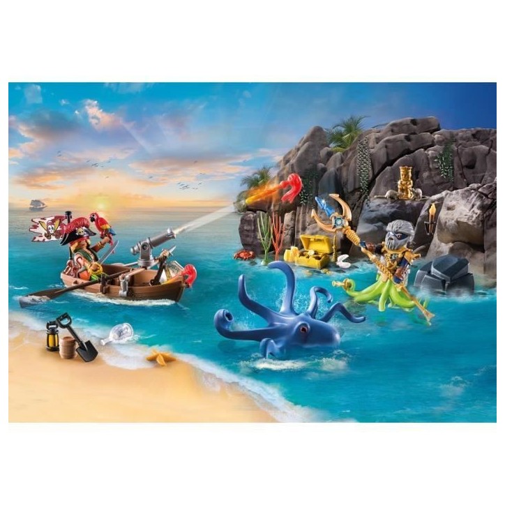 PLAYMOBIL 71636 Calendrier l'Avent Pirate, 24 surprises, 98 pieces, Des 4 ans