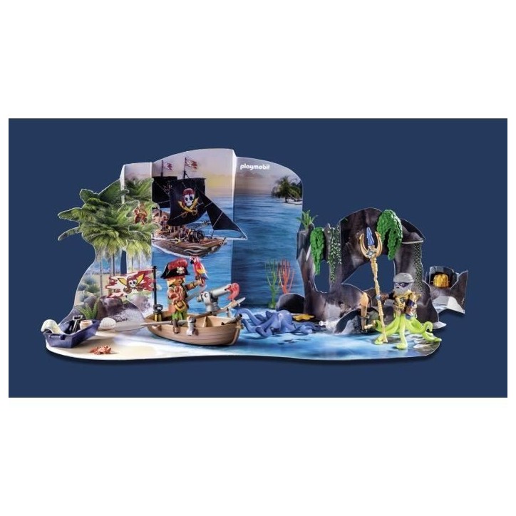 PLAYMOBIL 71636 Calendrier l'Avent Pirate, 24 surprises, 98 pieces, Des 4 ans