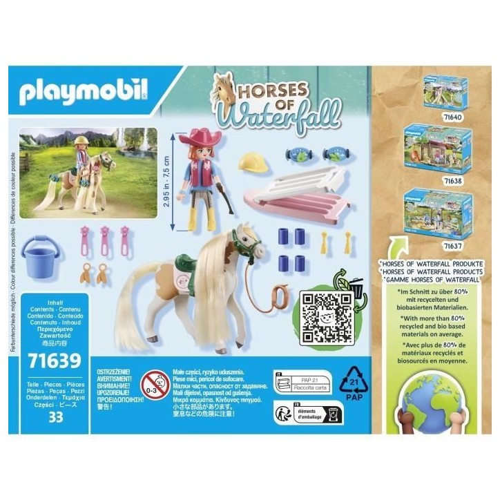 PLAYMOBIL 71639 Ellie avec cheval, Horses of Waterfall, 33 pieces, Des 4 ans