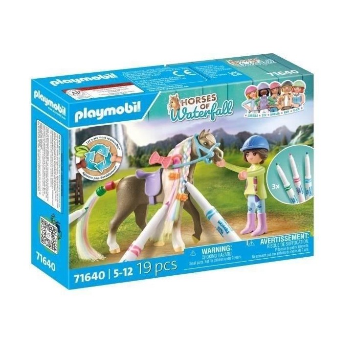 PLAYMOBIL 71640 Cavaliere avec criniere de cheval a colorier, Horses of Waterfall, 19 pieces Des 5 ans