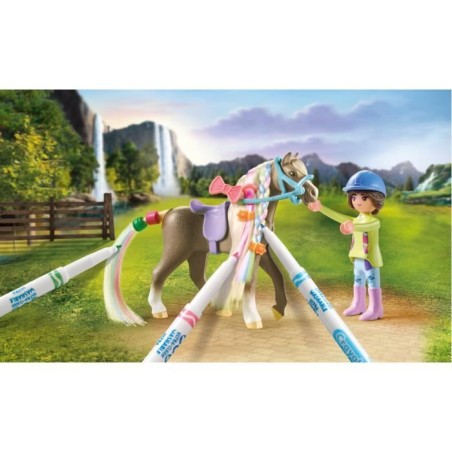 PLAYMOBIL 71640 Cavaliere avec criniere de cheval a colorier, Horses of Waterfall, 19 pieces Des 5 ans