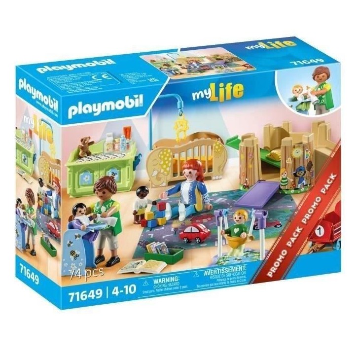 PLAYMOBIL 71649 Assistante maternelle bébé, My Life, Promo Pack, 74 pieces, Des 4 ans