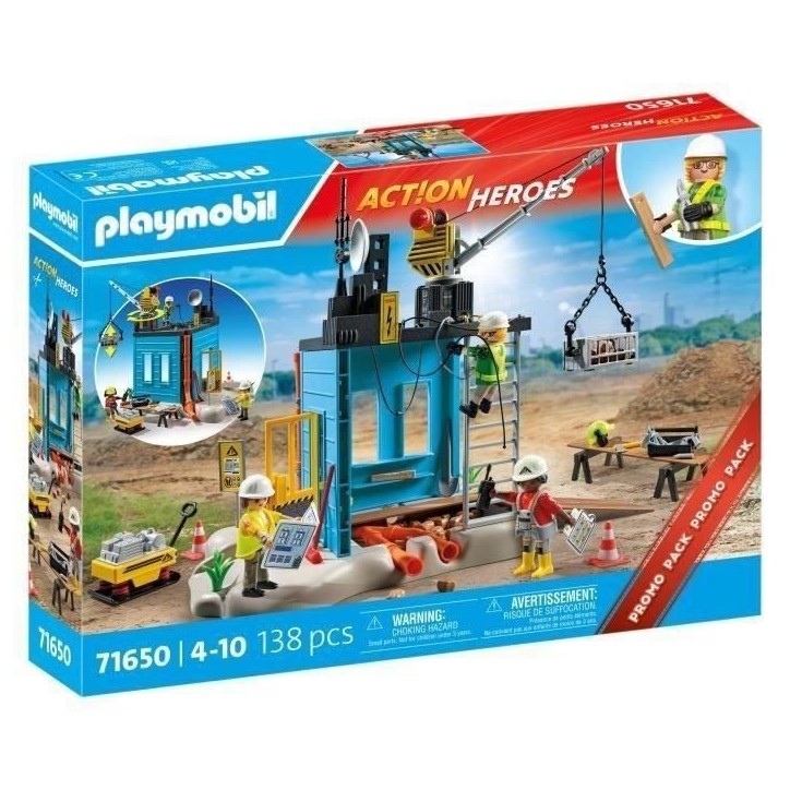 PLAYMOBIL 71650 Ouvriers et chantier, My Life la construction, 138 pieces, Promo Pack, Des 4 ans PLAYMOBIL 71650 Ouvriers et chantier, My Life la construction, 138 pieces, Promo Pack, Des 4 ans