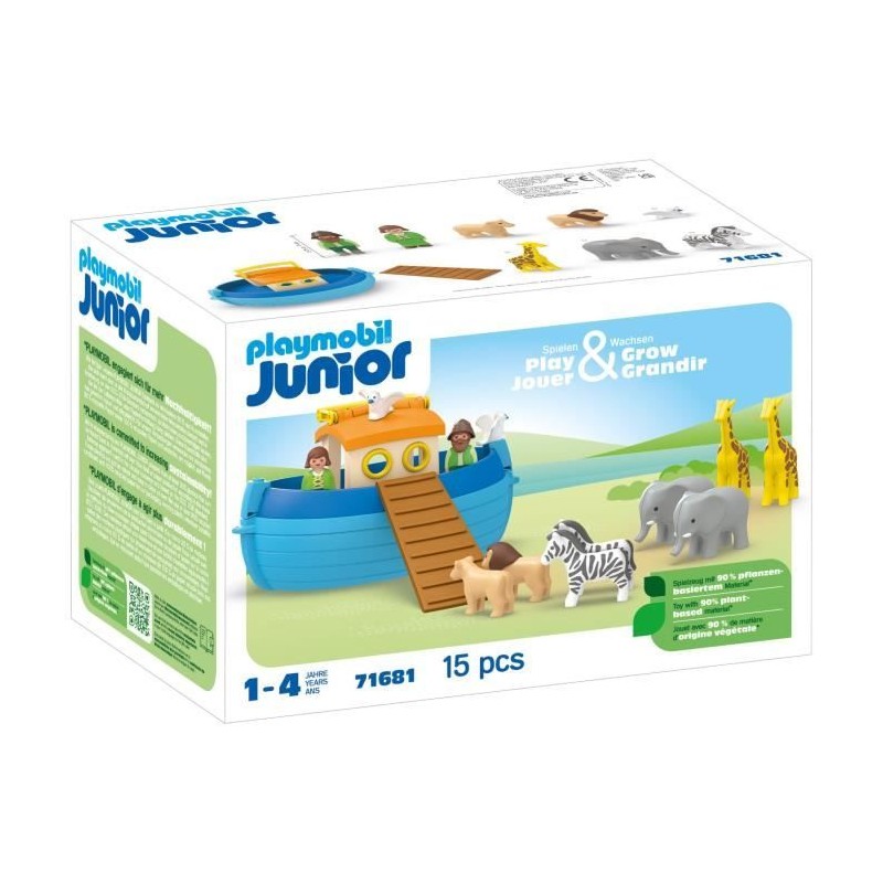 PLAYMOBIL Junior 71681 Arche de Noé transportable, 15 pieces, Compren PLAYMOBIL Junior 71681 Arche de Noé transportable, 15 pieces, Compren