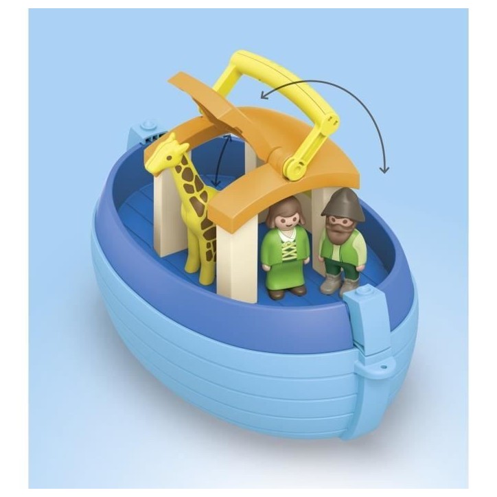 PLAYMOBIL Junior 71681 Arche de Noé transportable, 15 pieces, Comprend un bateau flottant et animaux, Des 1 an