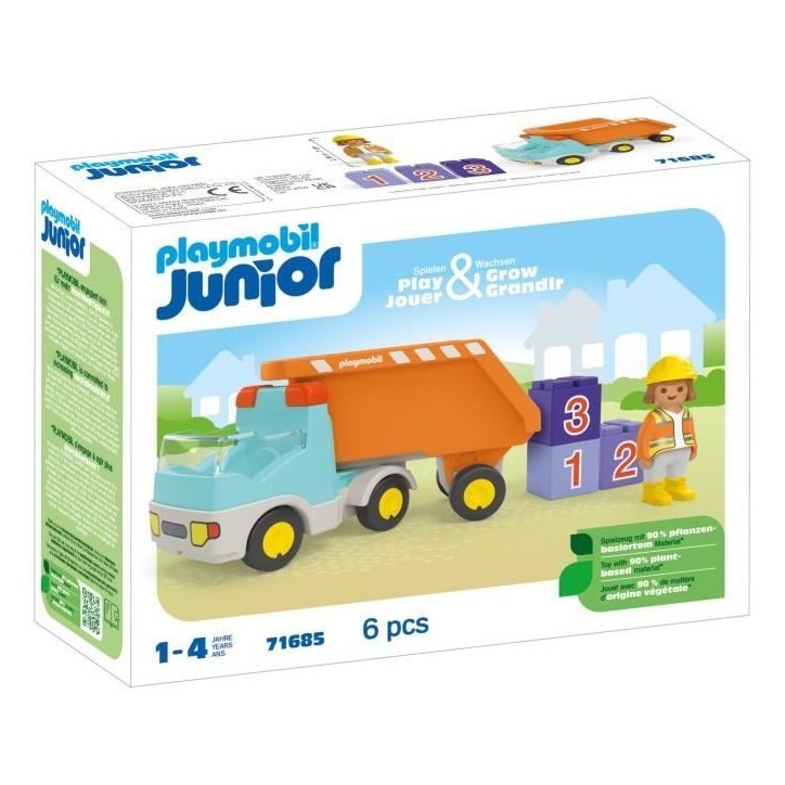 PLAYMOBIL Junior 71685 Camion benne, Des 12 mois PLAYMOBIL Junior 71685 Camion benne, Des 12 mois