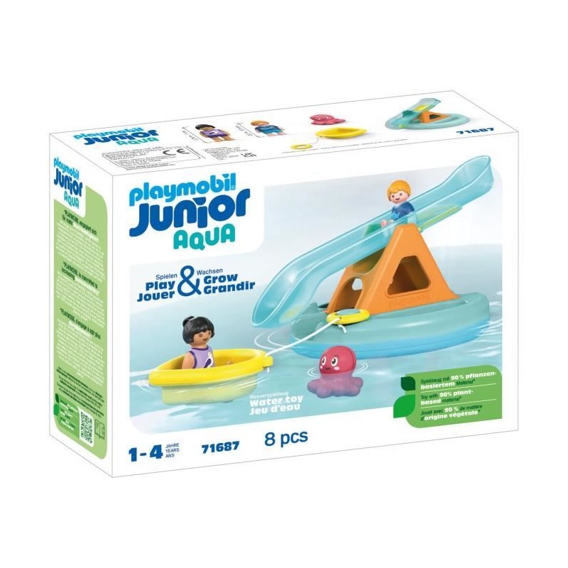 PLAYMOBIL Junior 71687 Ilôt avec toboggan aquatique, Jouet pour le ba PLAYMOBIL Junior 71687 Ilôt avec toboggan aquatique, Jouet pour le ba