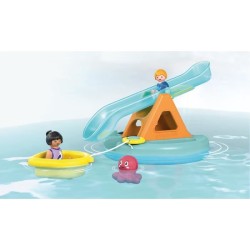 PLAYMOBIL Junior 71687 Ilôt avec toboggan aquatique, Jouet pour le ba