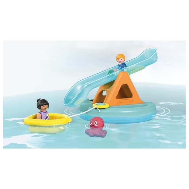 PLAYMOBIL Junior 71687 Ilôt avec toboggan aquatique, Jouet pour le bain, Des 12 mois