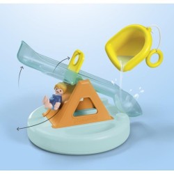 PLAYMOBIL Junior 71687 Ilôt avec toboggan aquatique, Jouet pour le ba