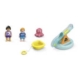 PLAYMOBIL Junior 71687 Ilôt avec toboggan aquatique, Jouet pour le ba