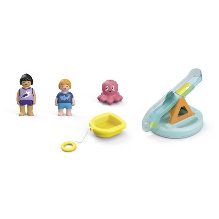PLAYMOBIL Junior 71687 Ilôt avec toboggan aquatique, Jouet pour le bain, Des 12 mois