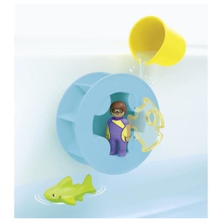 PLAYMOBIL Junior 71688 Roue aquatique avec bébé requin, Jouet pour le bain, Des 12 mois