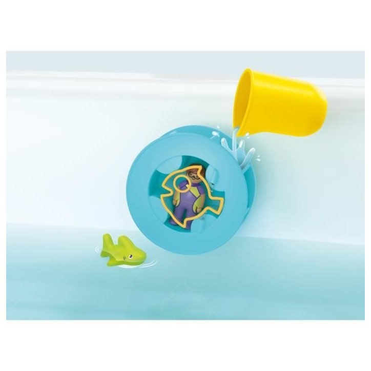 PLAYMOBIL Junior 71688 Roue aquatique avec bébé requin, Jouet pour le bain, Des 12 mois