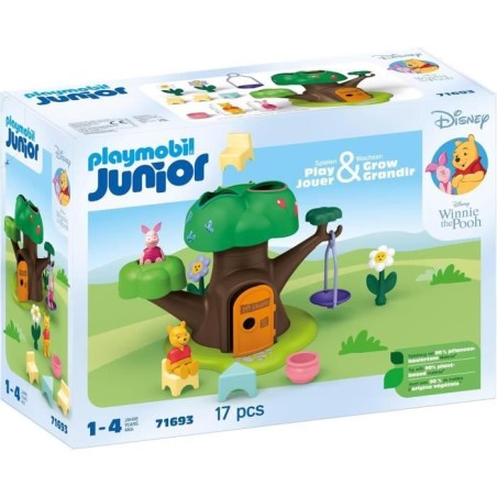 PLAYMOBIL Junior 71693 Winnie l'ourson et Porcinet avec cabane, 17 pie