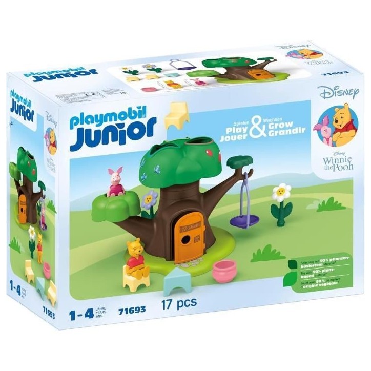 PLAYMOBIL Junior 71693 Winnie l'ourson et Porcinet avec cabane, 17 pieces, Junior & Disney, Des 12 mois