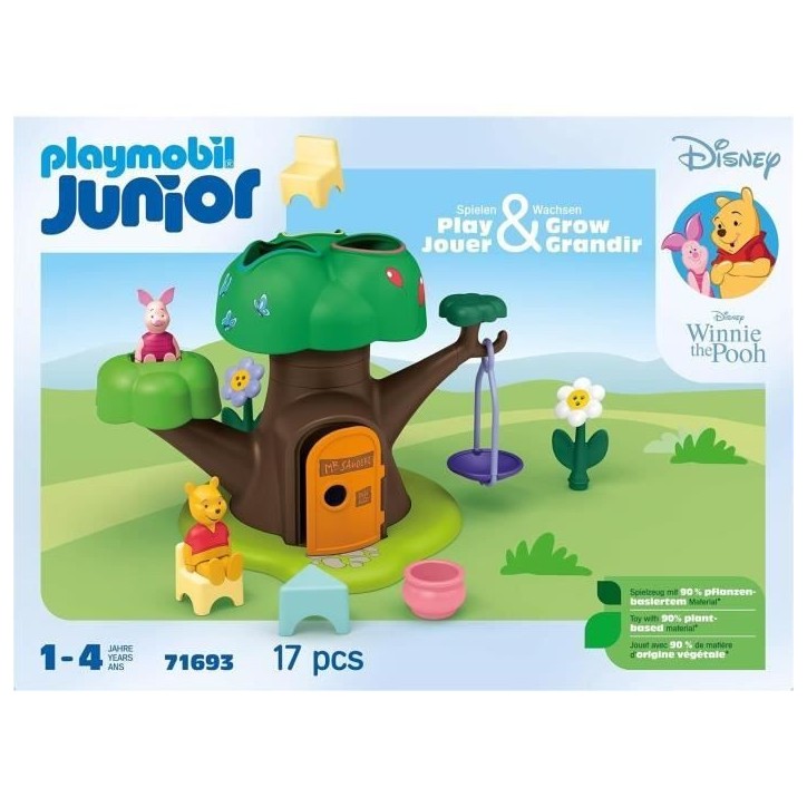 PLAYMOBIL Junior 71693 Winnie l'ourson et Porcinet avec cabane, 17 pieces, Junior & Disney, Des 12 mois