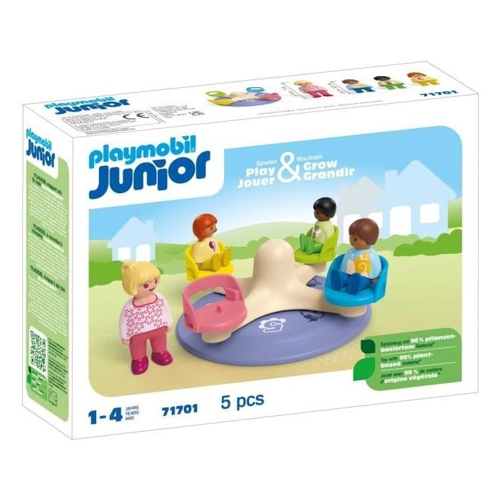 PLAYMOBIL Junior 71701 Enfants et tourniquet, Comprend quatre personnages et un tourniquet, Des 1 an PLAYMOBIL Junior 71701 Enfants et tourniquet, Comprend quatre personnages et un tourniquet, Des 1 an