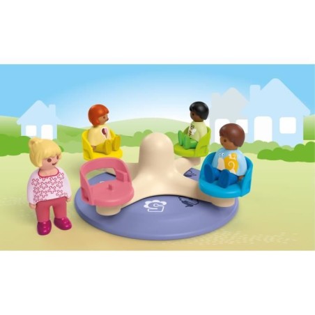 PLAYMOBIL Junior 71701 Enfants et tourniquet, Comprend quatre personnages et un tourniquet, Des 1 an