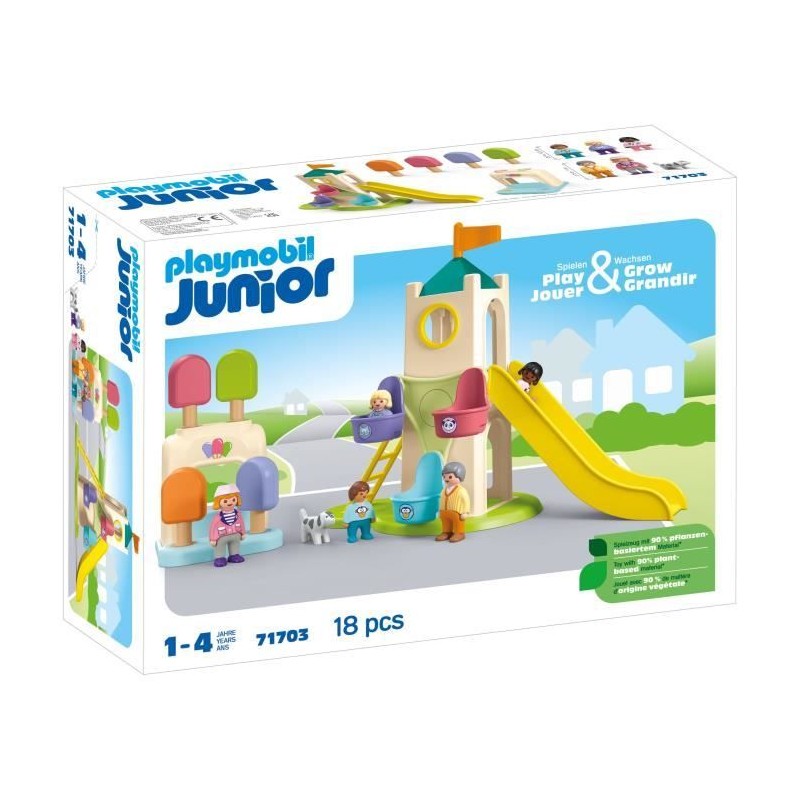 PLAYMOBIL Junior 71703 Aire de jeux avec toboggan géant Comprend cinq PLAYMOBIL Junior 71703 Aire de jeux avec toboggan géant Comprend cinq