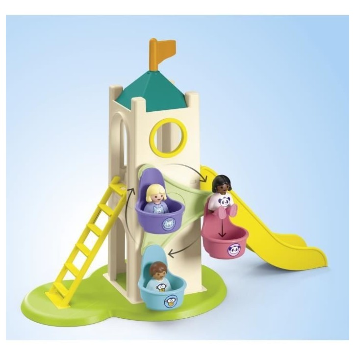 PLAYMOBIL Junior 71703 Aire de jeux avec toboggan géant Comprend cinq personnages, un toboggan et des accessoires - Des 1 an