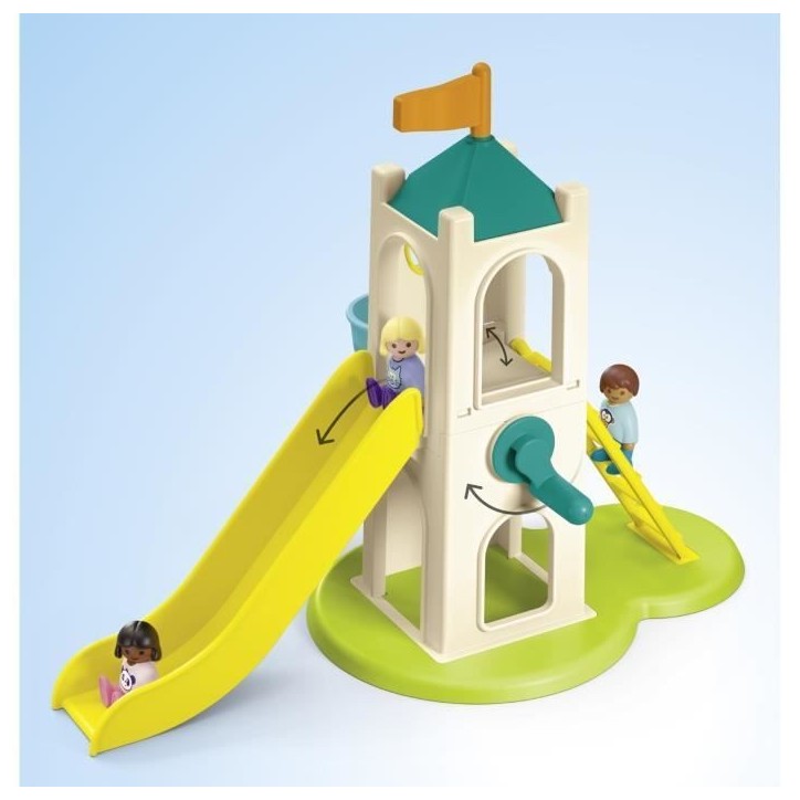 PLAYMOBIL Junior 71703 Aire de jeux avec toboggan géant Comprend cinq personnages, un toboggan et des accessoires - Des 1 an