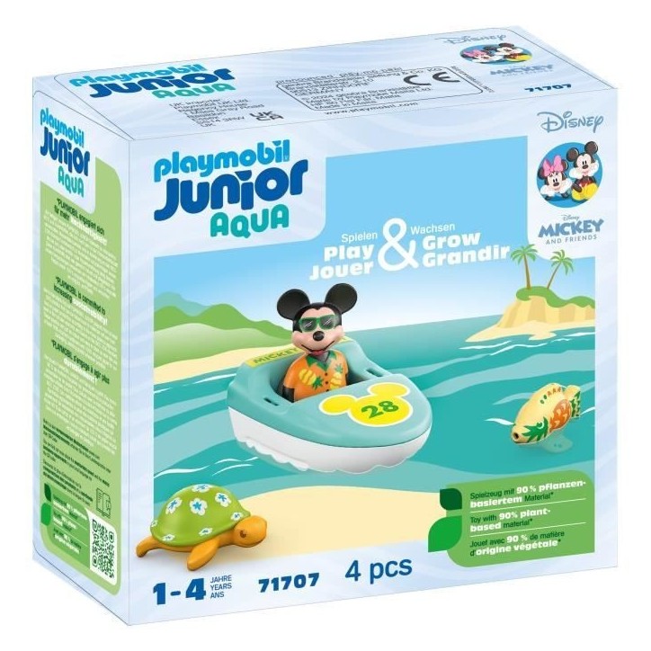 PLAYMOBIL Junior 71707 Mickey avec bateau, Flotte dans l'eau, Jouet pour le bain, Junior & Disney, Des 12 mois PLAYMOBIL Junior 71707 Mickey avec bateau, Flotte dans l'eau, Jouet pour le bain, Junior & Disney, Des 12 mois