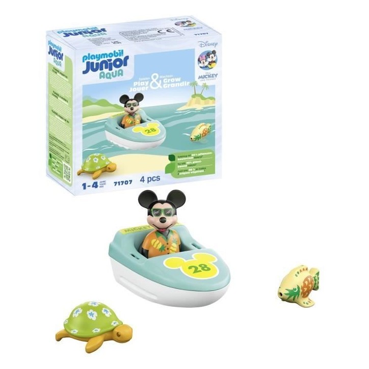 PLAYMOBIL Junior 71707 Mickey avec bateau, Flotte dans l'eau, Jouet pour le bain, Junior & Disney, Des 12 mois PLAYMOBIL Junior 71707 Mickey avec bateau, Flotte dans l'eau, Jouet pour le bain, Junior & Disney, Des 12 mois