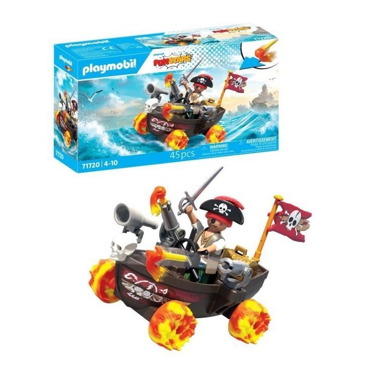 Playmobil 71720 Kart bateau de pirate, Funstars, 45 pieces, Des 4 ans Playmobil 71720 Kart bateau de pirate, Funstars, 45 pieces, Des 4 ans