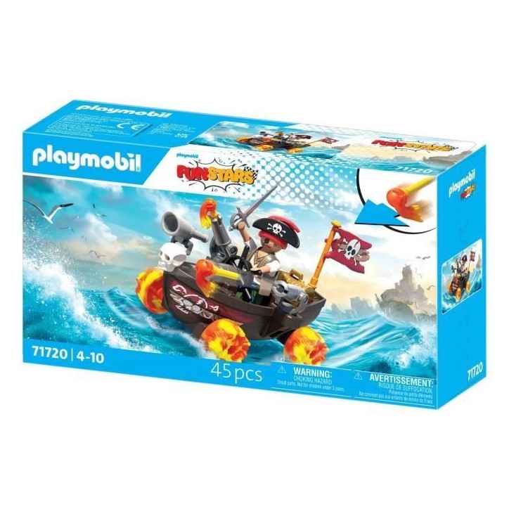 Playmobil 71720 Kart bateau de pirate, Funstars, 45 pieces, Des 4 ans Playmobil 71720 Kart bateau de pirate, Funstars, 45 pieces, Des 4 ans