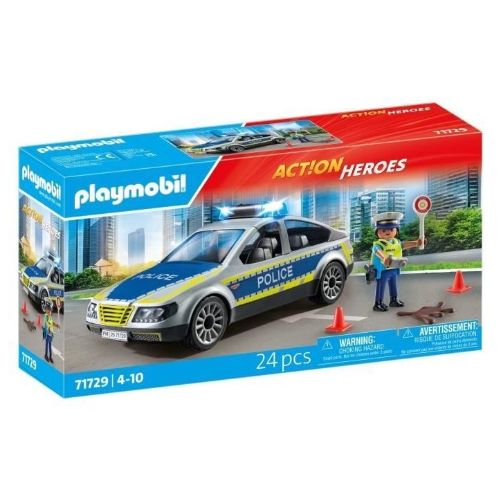 PLAYMOBIL 71729 Voiture police avec sirene et gyrophare, Action Heroes, Les policiers, 24 pieces, Des 4 ans PLAYMOBIL 71729 Voiture police avec sirene et gyrophare, Action Heroes, Les policiers, 24 pieces, Des 4 ans