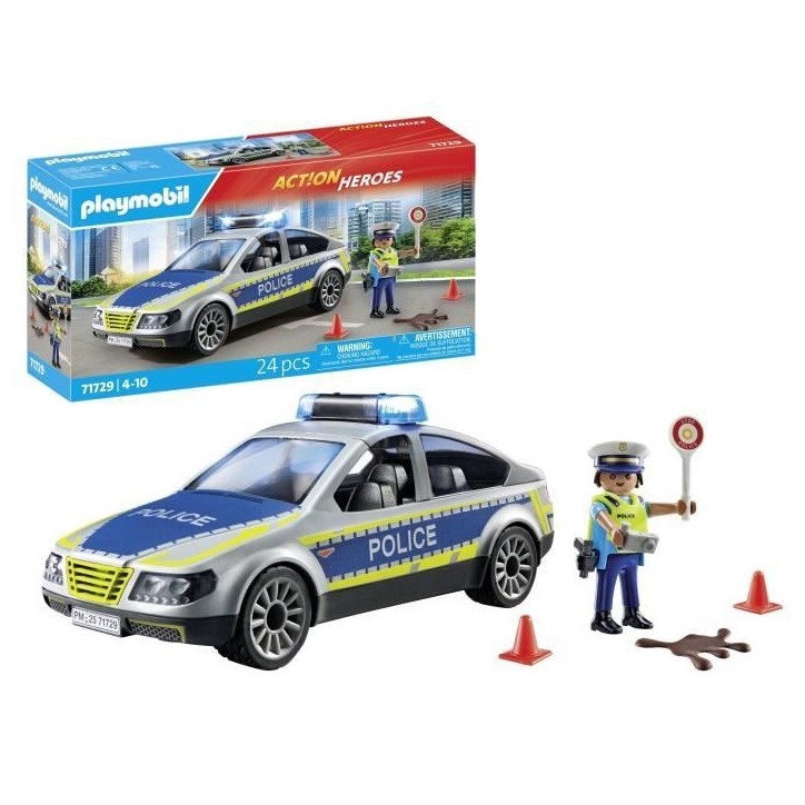 PLAYMOBIL 71729 Voiture police avec sirene et gyrophare, Action Heroes, Les policiers, 24 pieces, Des 4 ans PLAYMOBIL 71729 Voiture police avec sirene et gyrophare, Action Heroes, Les policiers, 24 pieces, Des 4 ans