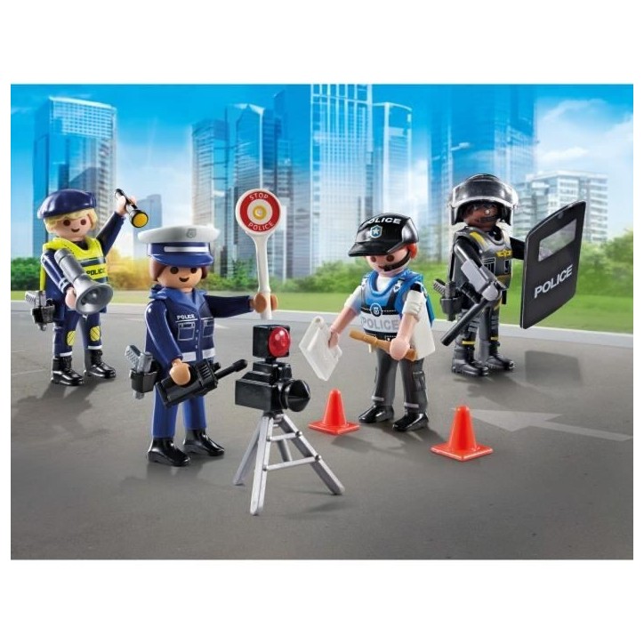 PLAYMOBIL 71730 Set métiers de la police 4 policiers, Action Heroes, Les policiers, 35 pieces, Des 4 ans PLAYMOBIL 71730 Set métiers de la police 4 policiers, Action Heroes, Les policiers, 35 pieces, Des 4 ans