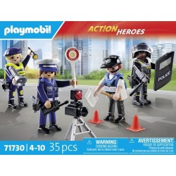 PLAYMOBIL 71730 Set métiers de la police 4 policiers, Action Heroes,